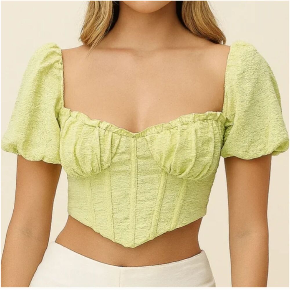 NWT ASTR The Label Puff Sleeve Corset Top Size Small